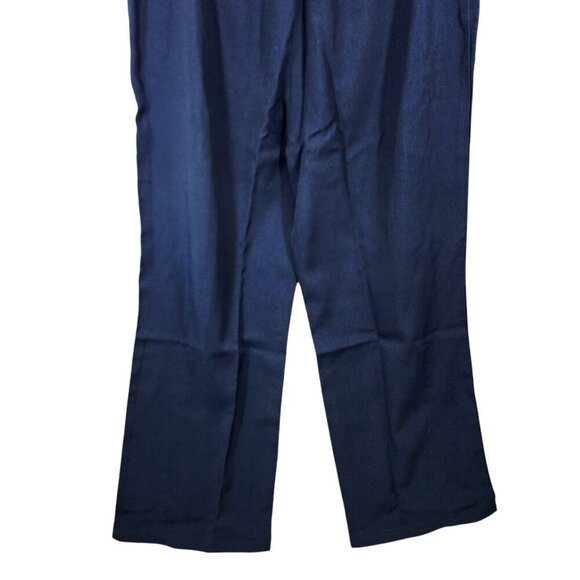Allegra K Womens Navy Blue Wide-Leg Button-Detail Trousers Plus Size 1X - Picture 6 of 10